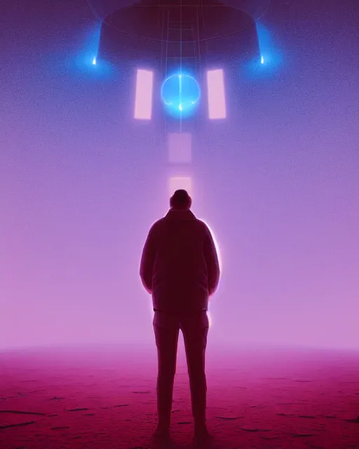 Image similar to a person standing in front of a glowy open door that's on a barren moon, poster art by mike winkelmann, trending on cg society, space art, sci - fi, ue 5, futuristic, volumetric lighting, light casting onto the ground, neat composition and camera angle