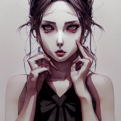 Prompt: despair code, heroine, beautiful, despondent, detailed symmetrical portrait, intricate complexity, in the style of artgerm, wlop, and ilya kuvshinov, watercolor