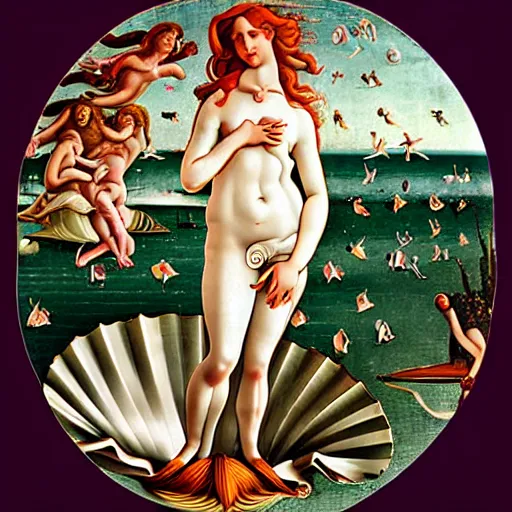 Prompt: a photograph inspired by birth of venus by boticelli