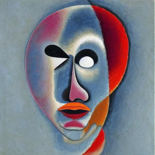 Image similar to face; a 3d abstract sketch by Kandinsky; tears in eyes