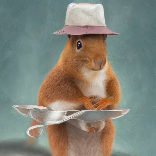 Image similar to a squirrel wearing a bucket hat. pixar.