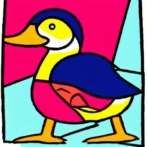 Prompt: a duck, modern, pictorial mark, iconic logo symbol, shades of blue and black