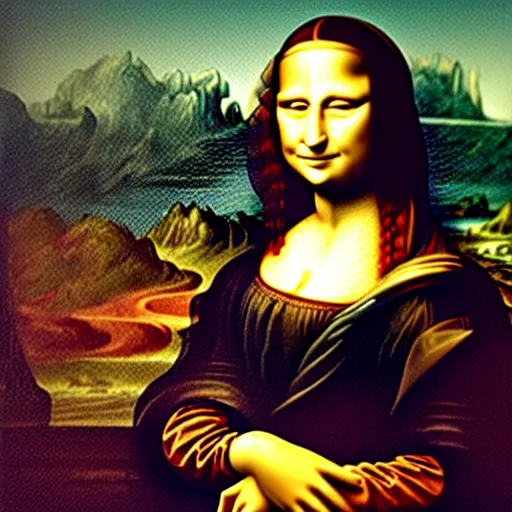 Prompt: Mona Lisa making a Duck-Face for her Instagram selfie