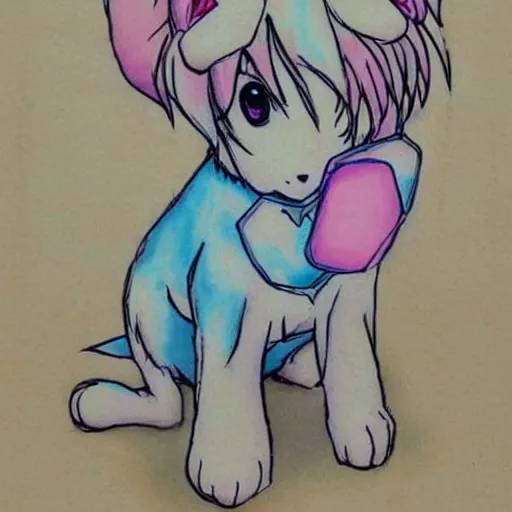 Image similar to extremely cute anime dog. ANIME DRAWING ANIME DRAWING ANIME ANIME PUPPYDOG ANIME THIS IS A DRAWING! 100% anime ghibli-style pretty pastel bright color loving puppy. arf hes an anime puppy. i wanna adopt this puppy. he is the cutest little puppy in the world and i'd give my LIFE to protect him. woof woof arf. he has a pointy little nose. ghibli style. I want this dog in real life. man's best friend is this dog. please make this dog cute. he is so so so very very very adorable. i need this puppy. I will give this small puppy with cute features ALL of my love. All i need in my life is this super cute anime puppy. awwwwwwww. this puppy deserves love and kisses. i wanna give him many treats. this is a good good well-behaved ghibli puppy.