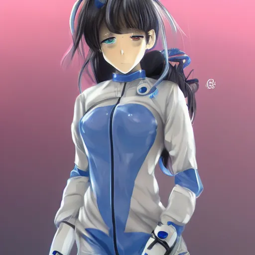 Image similar to beautiful anime girl in a plugsuit, artstation, highly detailed, high quality