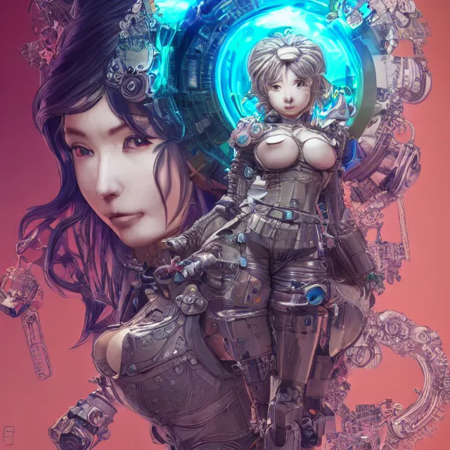 Image similar to the portrait of true neutral semi - colorful female cyborg mechanist as absurdly beautiful, gorgeous, elegant, young gravure idol, an ultrafine hyperdetailed illustration by kim jung gi, irakli nadar, intricate linework, bright colors, octopath traveler, final fantasy, unreal engine 5 highly rendered, global illumination, radiant light, detailed and intricate environment