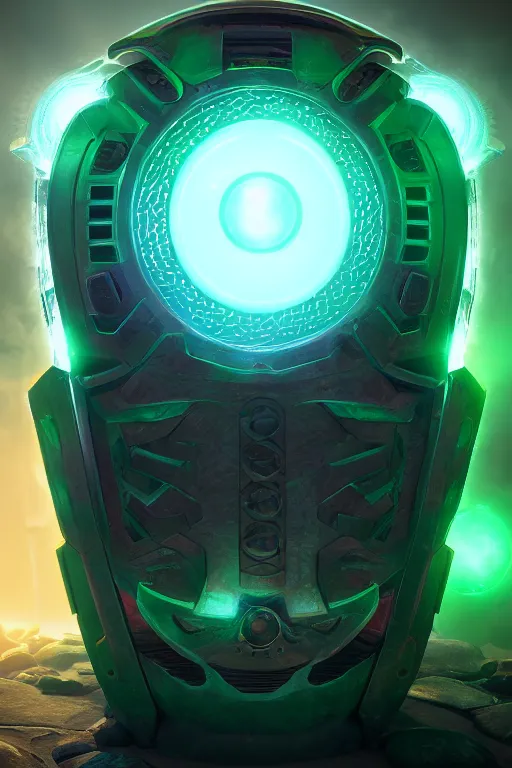 Image similar to green heater - shield, powerful fantasy epic legends, game icon stylized, digital illustration radiating, a glowing aura, global illumination, ray tracing, 8 k high definition, intricate details, octane render, unreal engine, trending on arstation