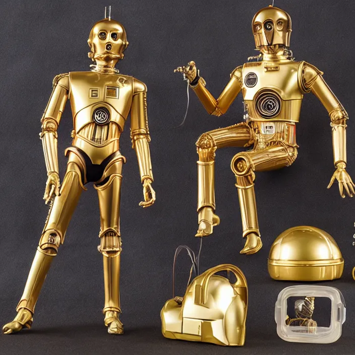 Image similar to a detailed figure of c - 3 po, first 4 figures, detailed product photo