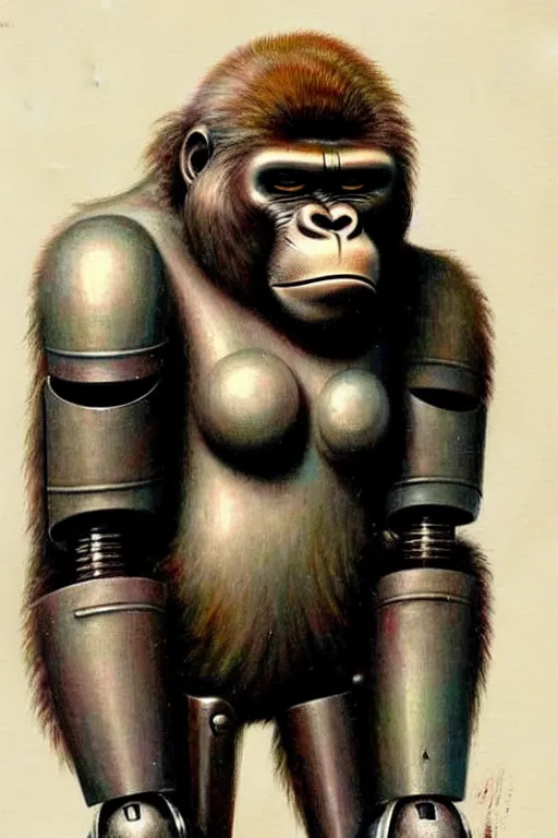 Image similar to (((((1950s retro robot gorilla. muted colors.))))) by Jean-Baptiste Monge !!!!!!!!!!!!!!!!!!!!!!!!!!!!!!