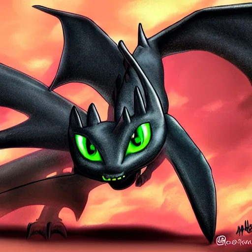 Image similar to lightning dragon toothless, httyd, digital art