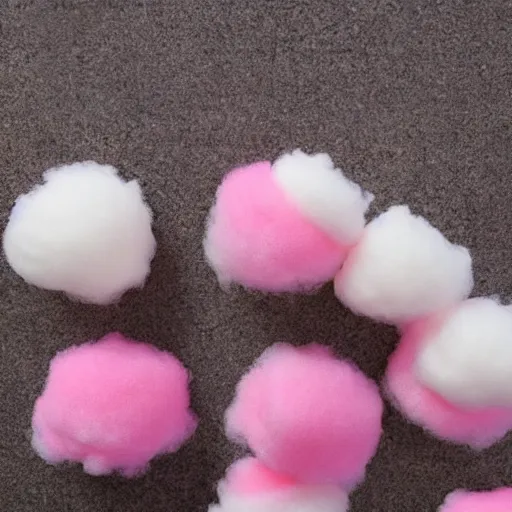 Image similar to photo of cotton candy that looks like a cute clown caterpillar