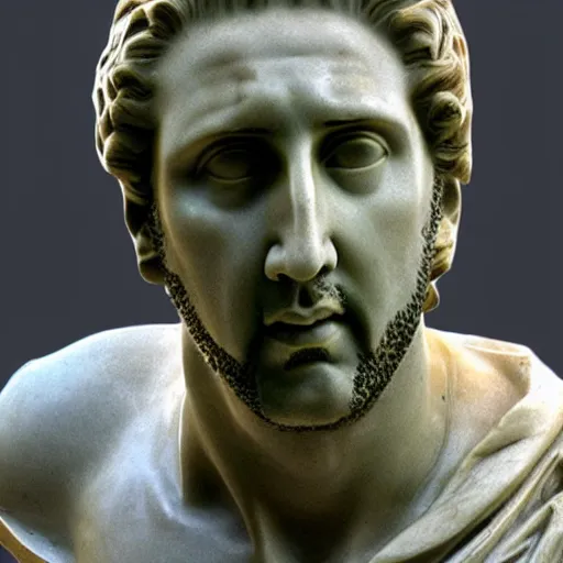 Image similar to nicolas cage as a greek marble statue