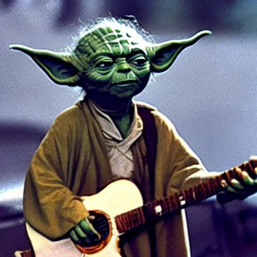 Image similar to yoda performing at woodstock