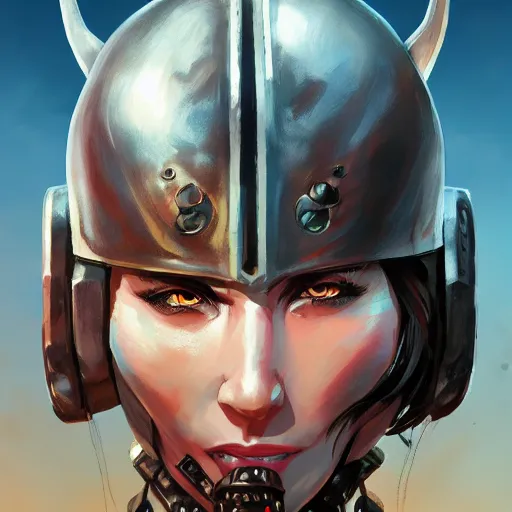 Image similar to cyberpunk viking helmet mask warrior goddess robot ninja fantasy, art gta 5 cover, official fanart behance hd artstation by jesper ejsing, by rhads, makoto shinkai and lois van baarle, ilya kuvshinov, ossdraws