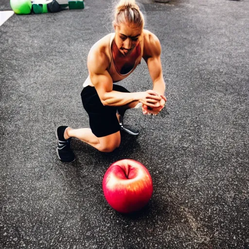 Image similar to an apple doing CrossFit