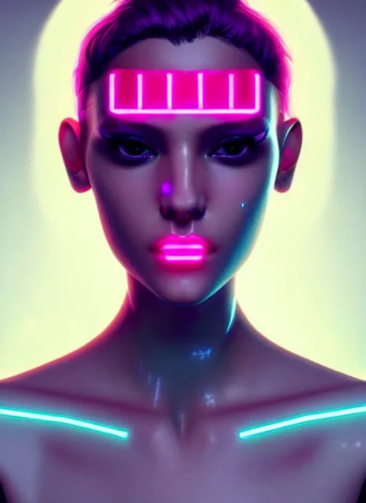 Prompt: photorealistic portrait of female humanoid, cyber neon lights, highly detailed, cyberpunk fashion, elegant, crispy quality, trending in artstation, trending in pinterest, glamor pose, no signature, no watermark, cinematic, art by pascal blanche