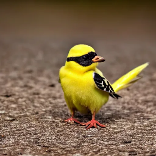 Prompt: Highly detailed professional photography of a bird that looks like pikachu