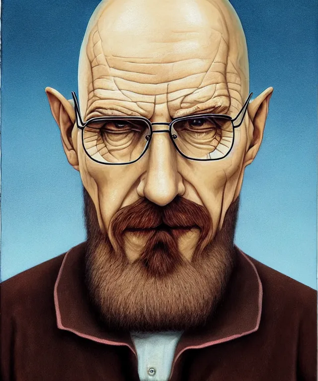 Prompt: portrait of Saruman as Walter White in Breaking Bad, lowbrow painting by Mark Ryden