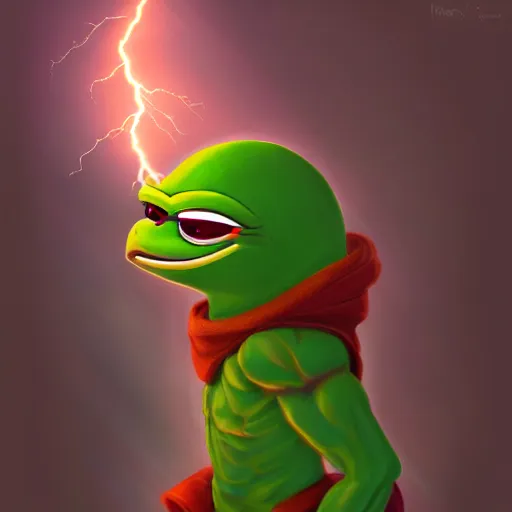 portrait of strong pepe shoot lightning ball, concept | Stable ...