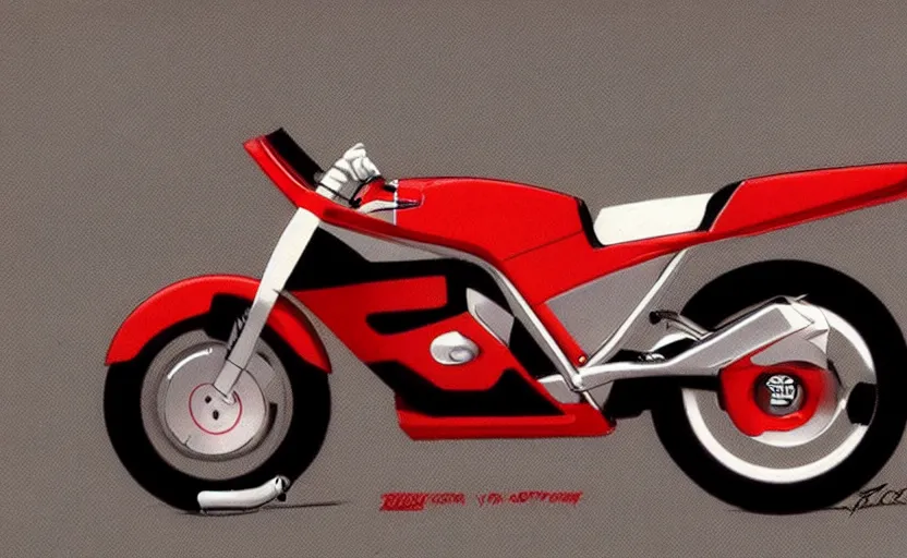 Prompt: 1 9 8 0 s honda sport motorcycle concept art, art,