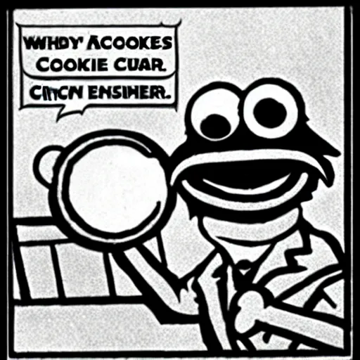 Image similar to cookie monster, 1 9 3 0 s cartoon style