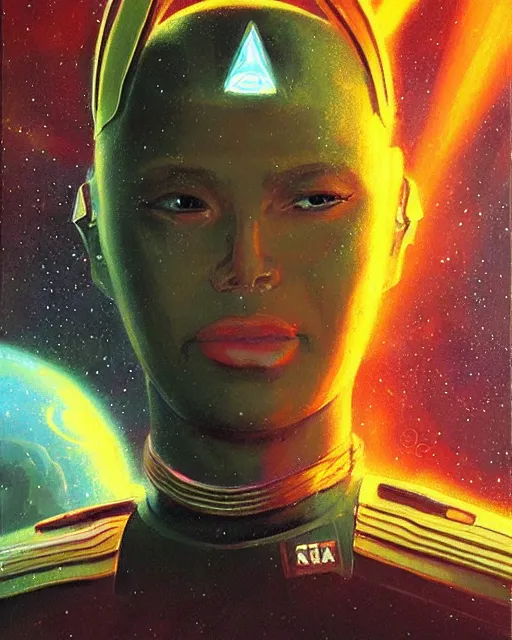 Image similar to Portrait of an Asari as a Starfleet officer by Paul Lehr