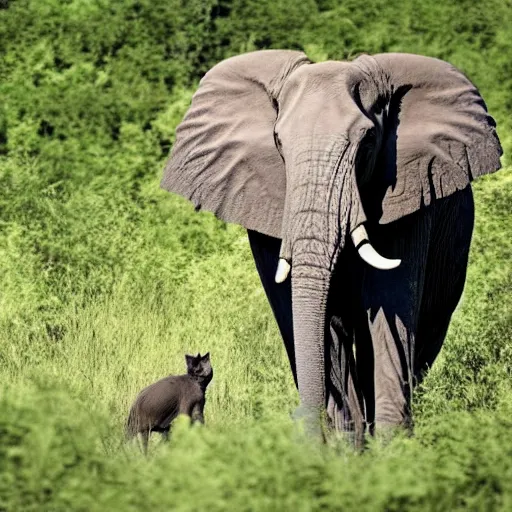 Prompt: a cat - elephant, wildlife photography