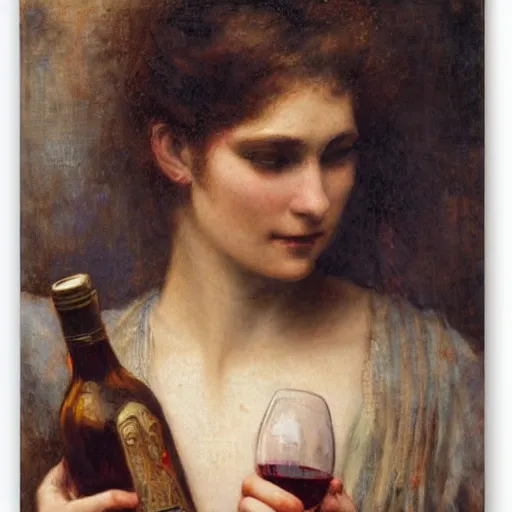 Prompt: intricate, lonely tired young woman man holding wine bottle drunk in the street, detailed, by gaston bussiere, h. r. giger, masterpiece, sharp focus,