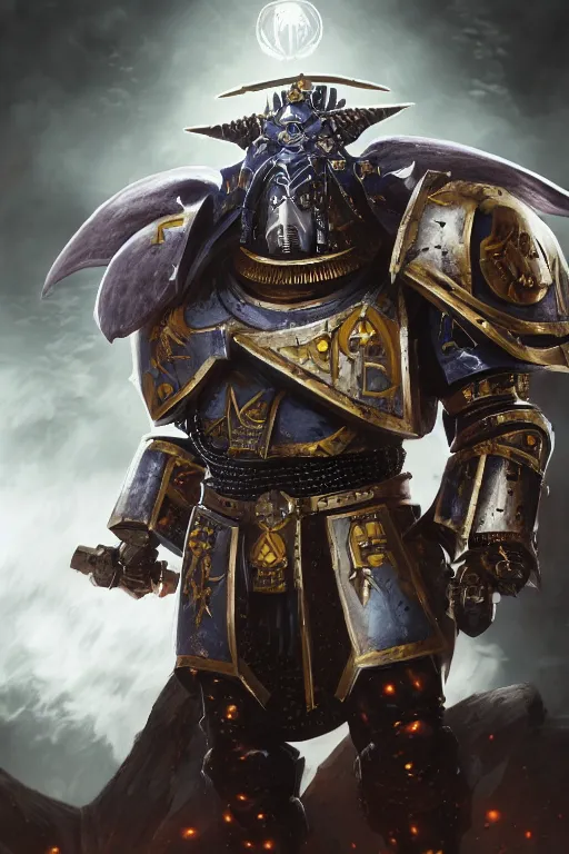 Image similar to armor portrait heros warhammer 4 0 k horus heresy fanart - the primarchs emperor by johannes helgeson animated with vfx concept artist & illustrator global illumination ray tracing hdr fanart arstation zbrush central hardmesh 8 k octane renderer comics stylized