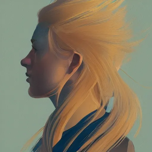 Image similar to Beautiful girl with blond hair profile picture by Greg Rutkowski, asymmetrical, Organic Painting , Matte Painting, geometric shapes, hard edges, street art, trending on the artstation:2 by Sachin Teng:4