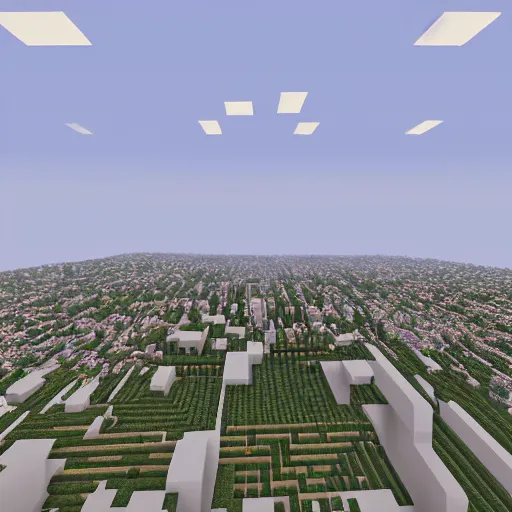 Image similar to ground view of the city, hyperrealism, no blur, 4k resolution, ultra detailed, style of Minecraft