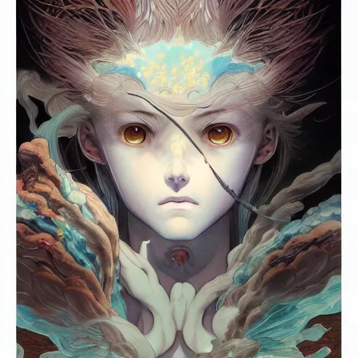 Prompt: prompt : magestic warrior portrait soft light painted by james jean and katsuhiro otomo, inspired by evangeleon anime, smooth face feature, intricate oil painting, high detail illustration, sharp high detail, manga and anime 1 9 9 0