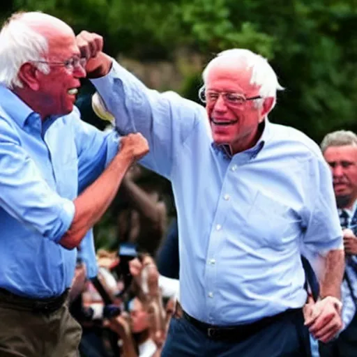 Image similar to bernie sanders punching joe biden