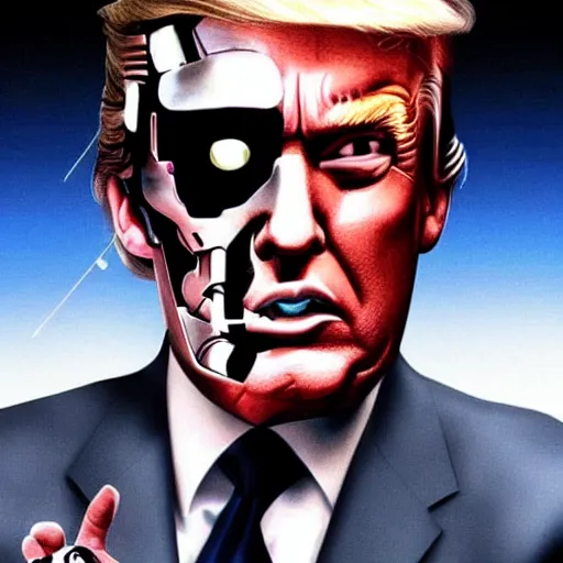 Image similar to donald trump as terminator, movie poster