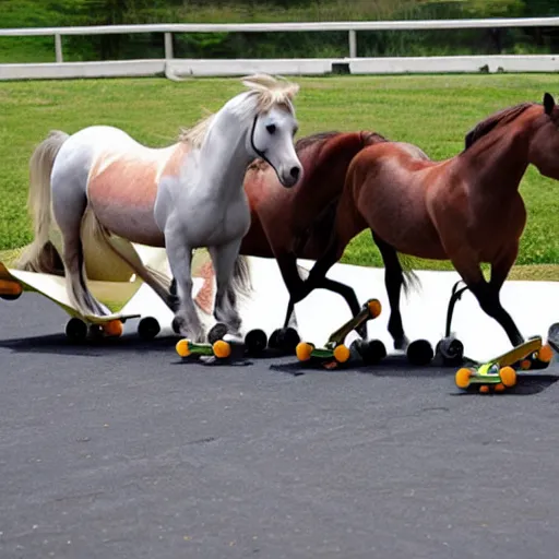 Image similar to horses skateboarding