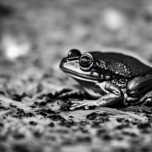 Prompt: frog reflecting universes, photo, 5 5 mm