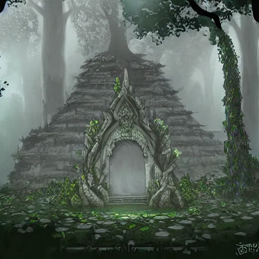 Image similar to a forgotten forest temple