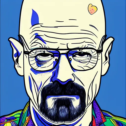 Image similar to Walter White on a acid trip , accurate anatomy, accurate hands, highly detailed, digital art, epic, masterpiece,