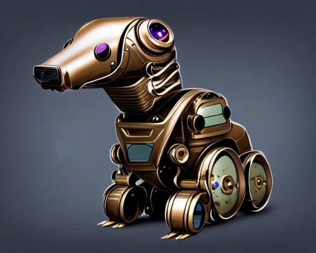 Image similar to futuristic steampunk ferret - shaped robot, cyberpunk ferret - shaped mechanical robot