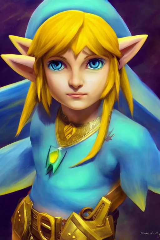 Image similar to Navi from Zelda, oil on canvas, intricate, portrait, 8k highly professionally detailed, HDR, CGsociety