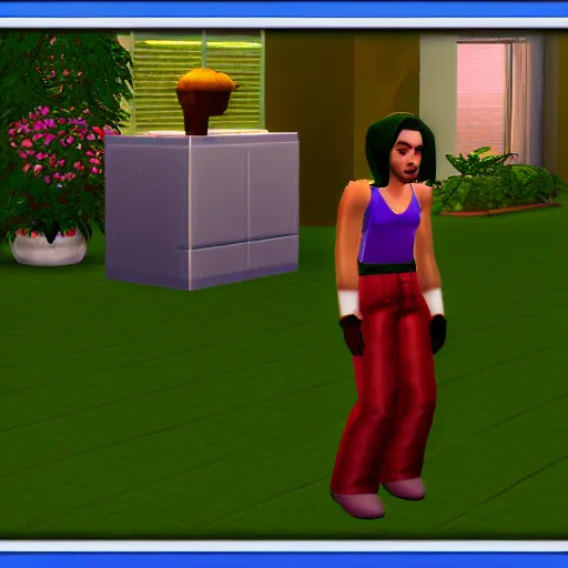 Prompt: madonna. snapshot from the sims 1.