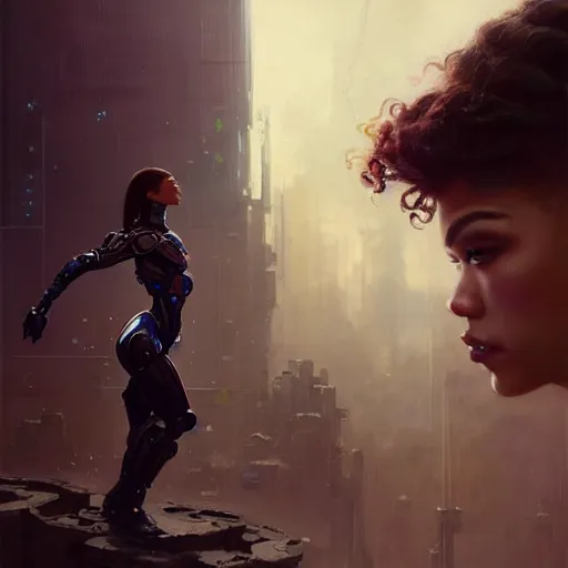 Prompt: cyborg zendaya profile picture by Greg Rutkowski, dynamic pose, intricate, futuristic, fantasy, elegant, by Stanley Artgerm Lau, greg rutkowski, thomas kindkade, alphonse mucha, loish, norman Rockwell,