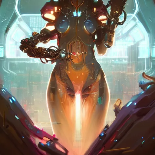 Image similar to portrait of a beautiful cybernetic sorceress, cyberpunk concept art by pete mohrbacher and artgerm and wlop and greg rutkowski and deathburger, digital art, highly detailed, intricate, sci-fi, sharp focus, Trending on Artstation HQ, deviantart, unreal engine 5, 4K UHD image