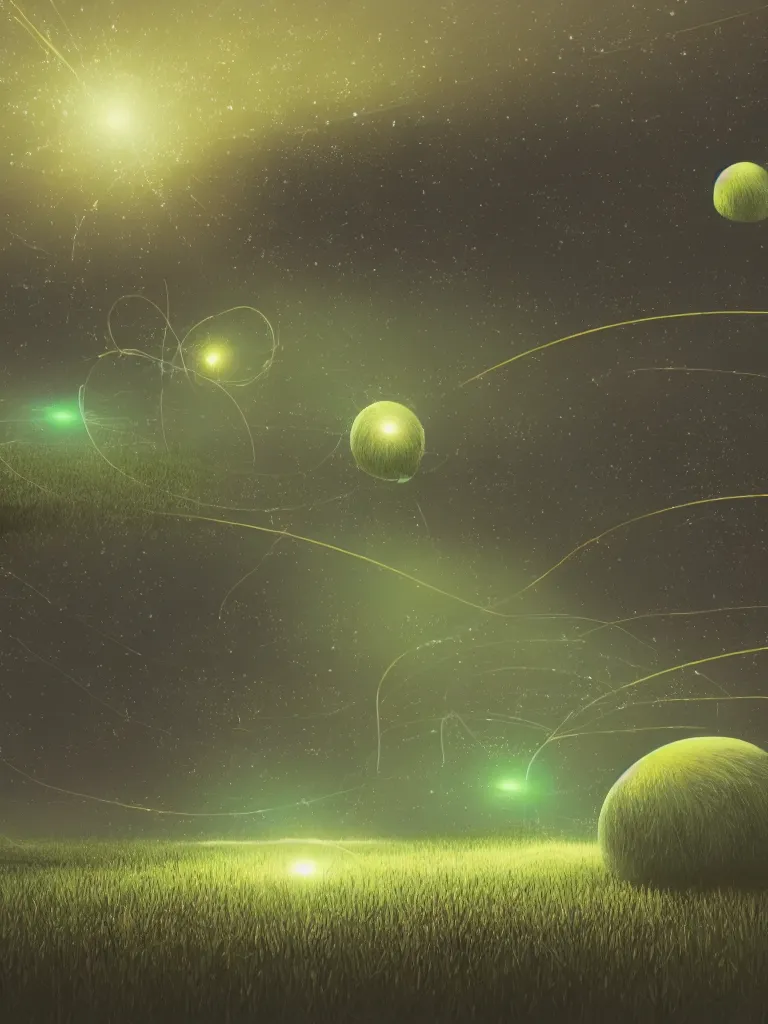 Prompt: neon orbs in an empty field by disney concept artists, blunt borders, rule of thirds