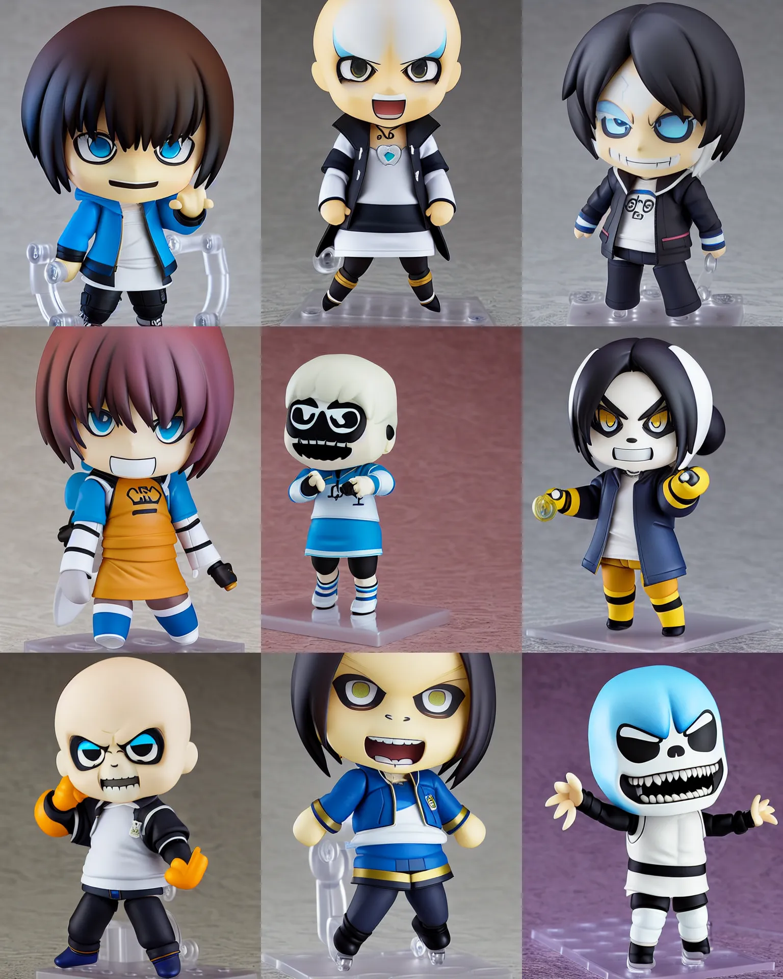 Prompt: a nendoroid of sans from undertale, detailed product photo