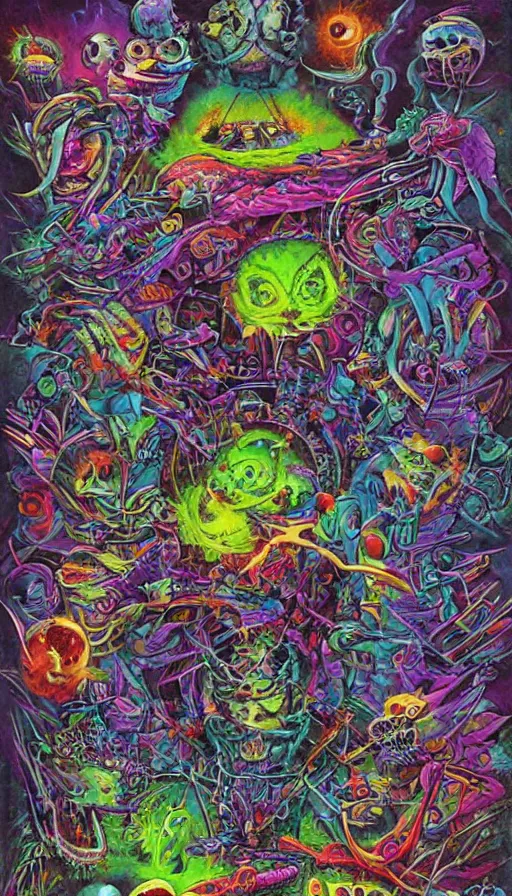 Image similar to psytrance artwork, by ed roth