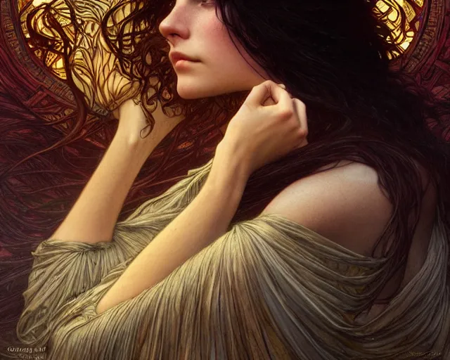 Image similar to photography of carlos schwabe, deep focus, d & d, fantasy, intricate, elegant, highly detailed, digital painting, artstation, concept art, matte, sharp focus, illustration, hearthstone, art by artgerm and greg rutkowski and alphonse mucha