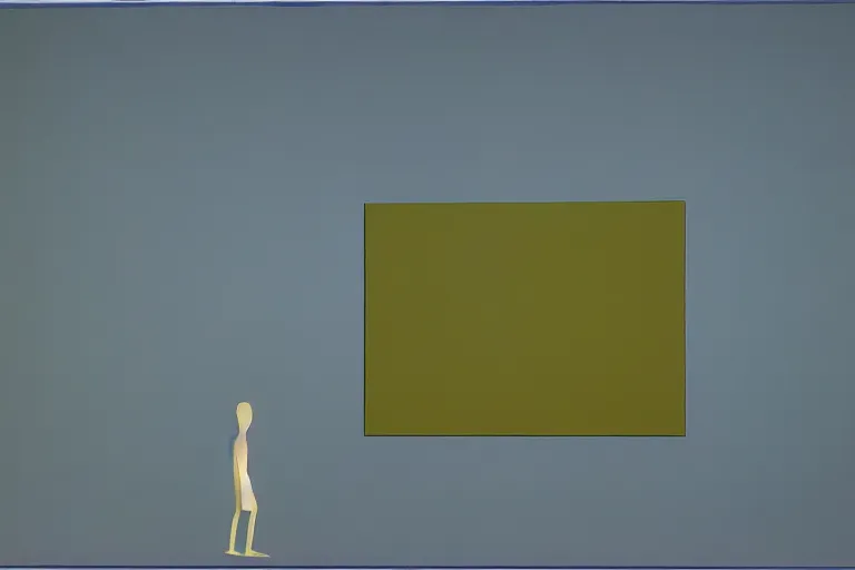 Image similar to david hockney minimalist noisy grainy 1960s style James Turrell exhibition painting