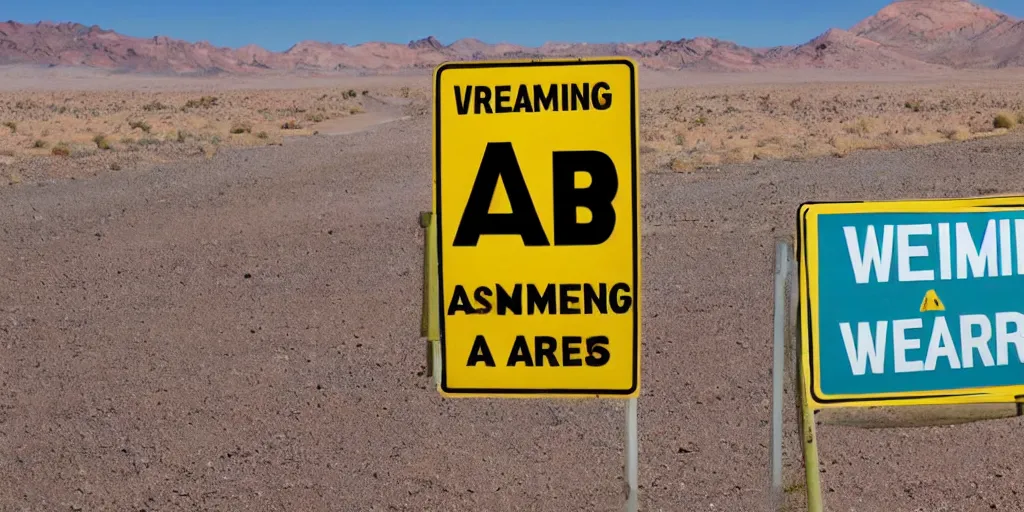 a sign outside area 5 1 saying'warning dreamers ahead' Stable