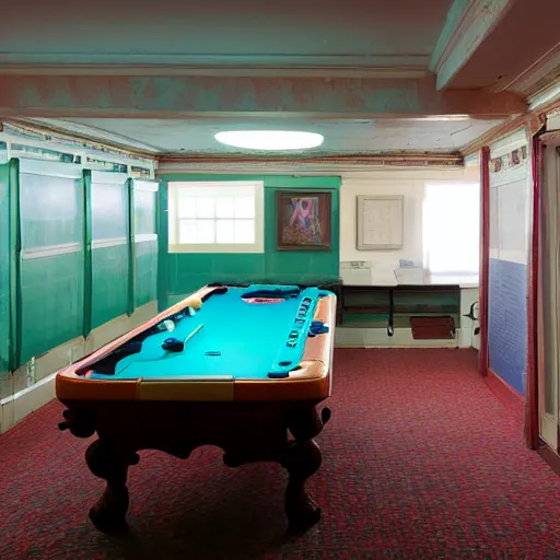 Image similar to The poolrooms, a level of the backrooms that has a near endless depth and sea monsters lurking in it, photo